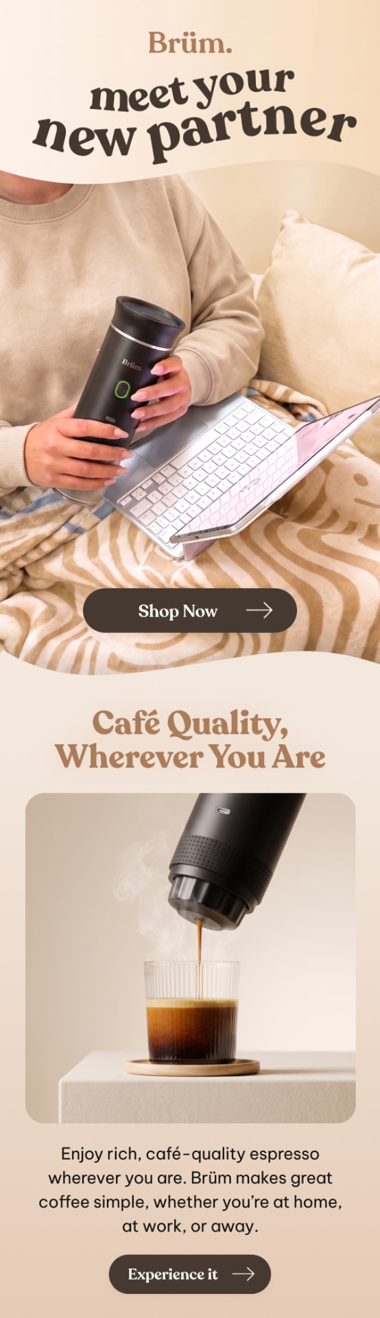 Brüm café quality campaign email