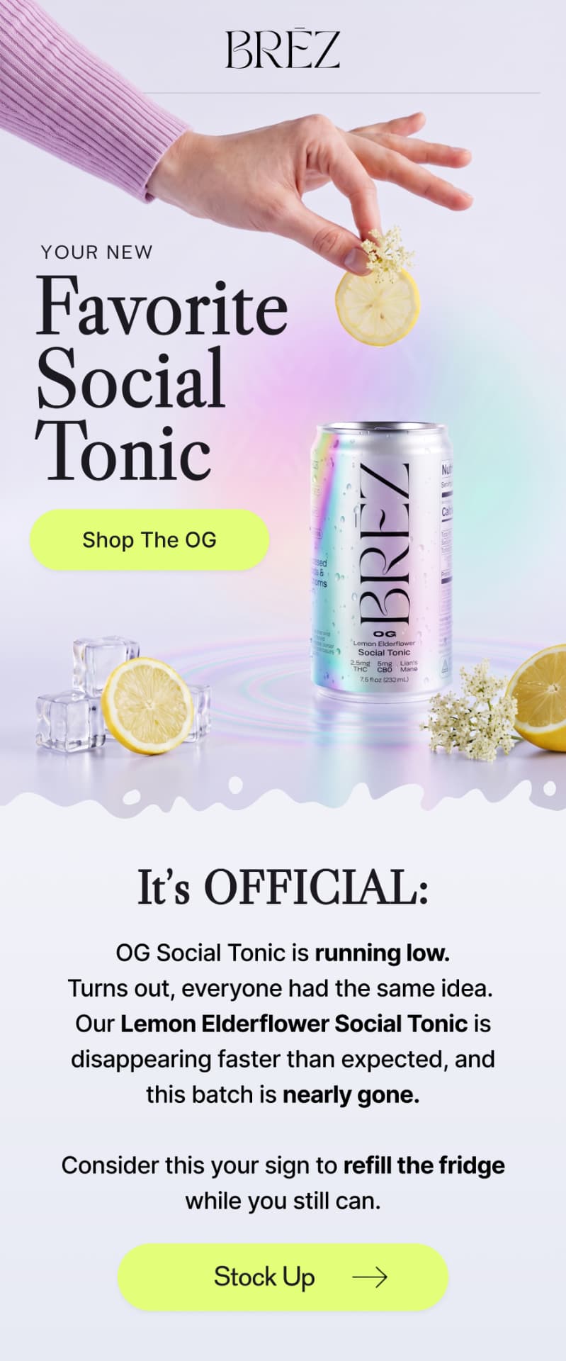 BREZ social tonic campaign email